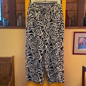 Nicole Miller Linen Tropical Motif Pants